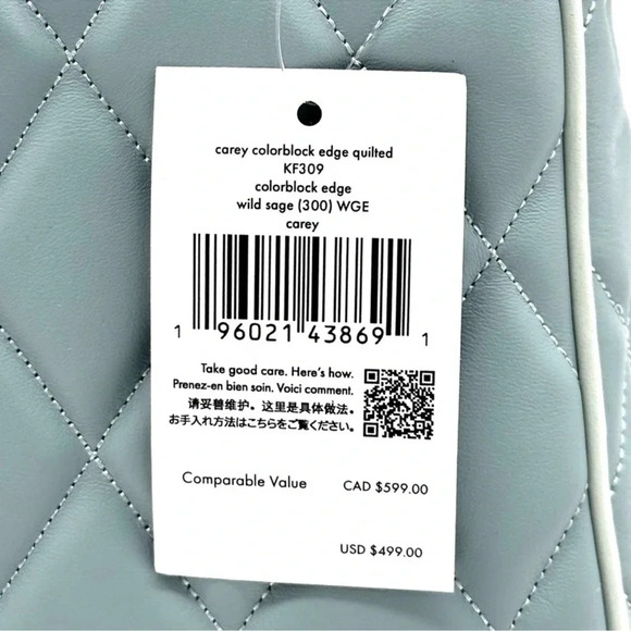 Kate Spade Colorblock Carey Quilted Leather Flap Shoulder Bag Wild Sage - Picture 11 of 11